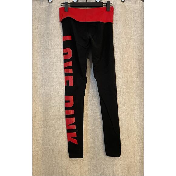 Victoria's Secret PINK Activewear Pants Black/Red Leggings Yoga Size Xsmall - Picture 2 of 6